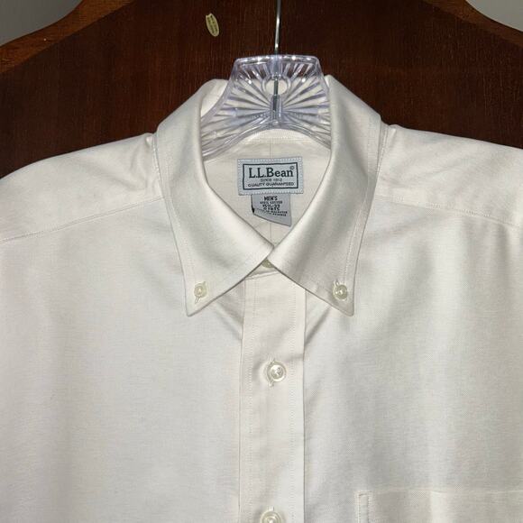 L.L. Bean Wrinkle Resistant Off White Men’s Dress Shirt 151/2-33 - read - Picture 3 of 8